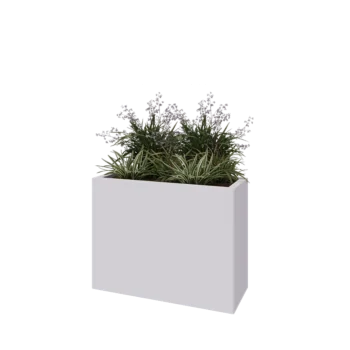 Fioriera in acciaio - Rettangolo - 80 x 30 x 60 cm - RAL9010 opaco (bianco) - Con piastra di base