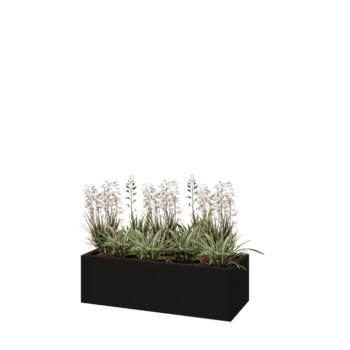 Fioriera in acciaio - Rettangolo - 100 x 40 x 30 cm - RAL9005 opaco (nero) - Senza piastra di base