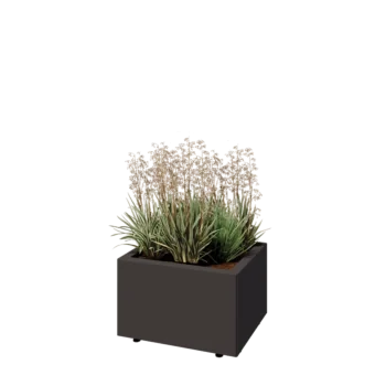 Fioriera in acciaio - Rettangolo - 50 x 40 x 30 cm - Altri colori RAL - Con piastra di base - Con piedi