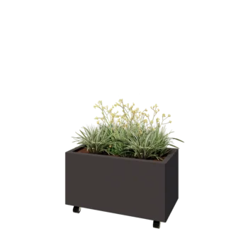 Fioriera in acciaio - Rettangolo - 80 x 40 x 40 cm - RAL7016 opaco (grigio antracite) - Con piastra di base - Con ruote