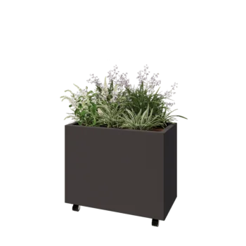 Fioriera in acciaio - Rettangolo - 80 x 40 x 60 cm - Altri colori RAL - Con piastra di base - Con ruote