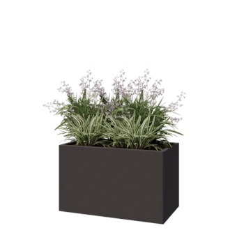 Fioriera in acciaio - Rettangolo - 100 x 50 x 60 cm - RAL7016 opaco (grigio antracite) - Con piastra di base