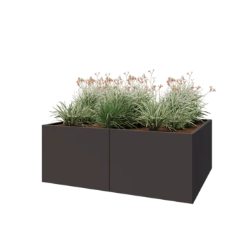 Fioriera XXL in acciaio - Rettangolo - 160 x 120 x 60 cm - Altri colori RAL - Con piastra di base