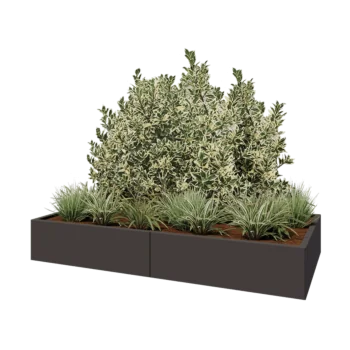 Fioriera XXL in acciaio - Rettangolo - 200 x 100 x 30 cm - Altri colori RAL - Con piastra di base