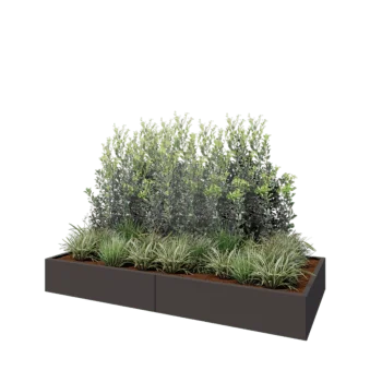 Fioriera XXL in acciaio - Rettangolo - 240 x 100 x 30 cm - RAL7016 opaco (grigio antracite) - Con piastra di base