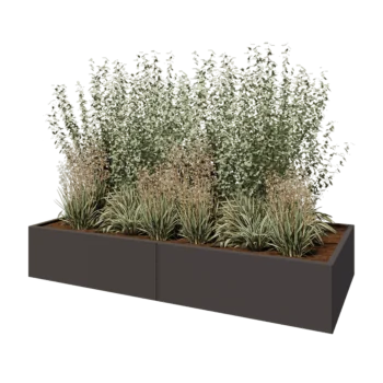 Fioriera XXL in acciaio - Rettangolo - 240 x 100 x 40 cm - Altri colori RAL - Con piastra di base