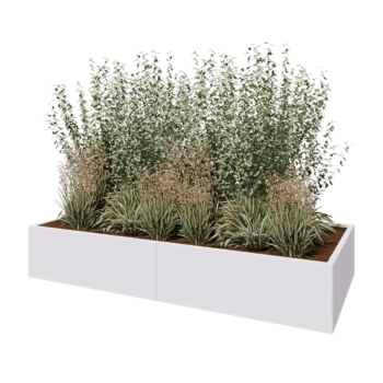 Fioriera XXL in acciaio - Rettangolo - 240 x 100 x 40 cm - RAL9010 opaco (bianco) - Con piastra di base