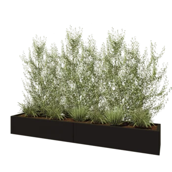 Fioriera XXL in acciaio - Rettangolo - 240 x 40 x 30 cm - RAL9005 opaco (nero) - Con piastra di base