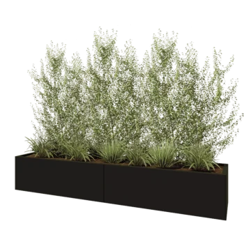Fioriera XXL in acciaio - Rettangolo - 240 x 50 x 40 cm - RAL9005 opaco (nero) - Con piastra di base