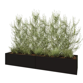 Fioriera XXL in acciaio - Rettangolo - 240 x 60 x 40 cm - RAL9005 opaco (nero) - Senza piastra di base