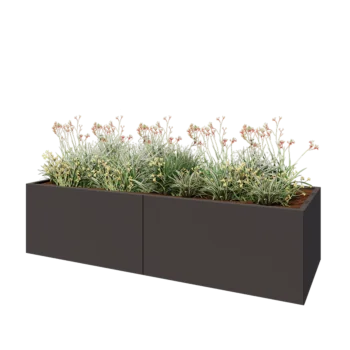 Fioriera XXL in acciaio - Rettangolo - 240 x 80 x 60 cm - Altri colori RAL - Con piastra di base