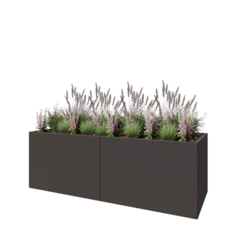 Fioriera XXL in acciaio - Rettangolo - 240 x 80 x 80 cm - RAL7016 opaco (grigio antracite) - Con piastra di base