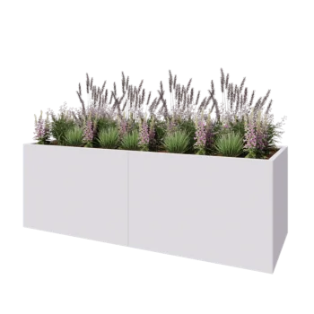 Fioriera XXL in acciaio - Rettangolo - 240 x 80 x 80 cm - RAL9010 opaco (bianco) - Con piastra di base