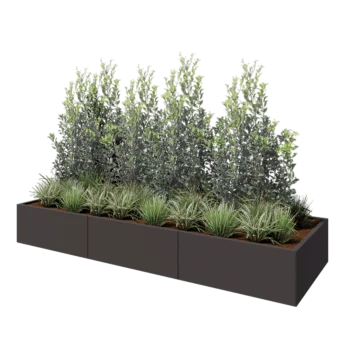 Fioriera XXL in acciaio - Rettangolo - 300 x 100 x 40 cm - Altri colori RAL - Con piastra di base