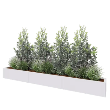 Fioriera XXL in acciaio - Rettangolo - 300 x 30 x 30 cm - RAL9010 opaco (bianco) - Con piastra di base