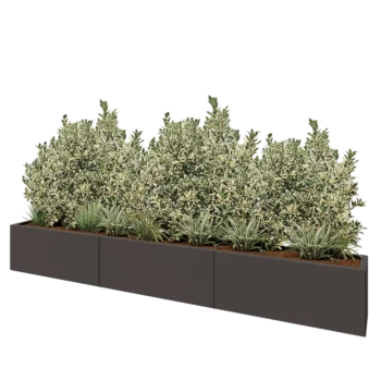 Fioriera XXL in acciaio - Rettangolo - 300 x 30 x 40 cm - RAL7016 opaco (grigio antracite) - Con piastra di base
