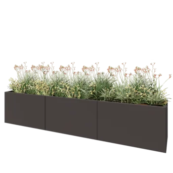 Fioriera XXL in acciaio - Rettangolo - 300 x 50 x 60 cm - RAL7016 opaco (grigio antracite) - Senza piastra di base