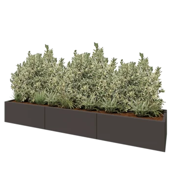Fioriera XXL in acciaio - Rettangolo - 300 x 60 x 40 cm - Altri colori RAL - Con piastra di base