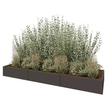 Fioriera XXL in acciaio - Rettangolo - 300 x 80 x 30 cm - Altri colori RAL - Con piastra di base