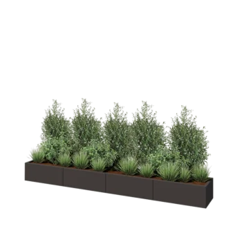 Fioriera XXL in acciaio - Rettangolo - 320 x 40 x 30 cm - Altri colori RAL - Con piastra di base