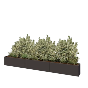 Fioriera XXL in acciaio - Rettangolo - 360 x 30 x 40 cm - Altri colori RAL - Senza piastra di base