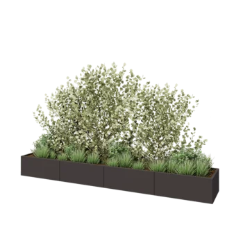 Fioriera XXL in acciaio - Rettangolo - 400 x 60 x 40 cm - Altri colori RAL - Con piastra di base