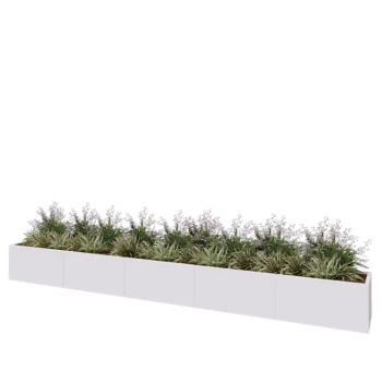 Fioriera XXL in acciaio - Rettangolo - 500 x 50 x 50 cm - RAL9010 opaco (bianco) - Con piastra di base