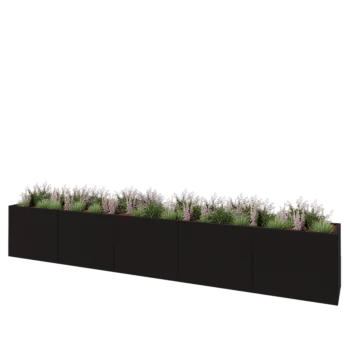 Fioriera XXL in acciaio - Rettangolo - 500 x 60 x 80 cm - RAL9005 opaco (nero) - Con piastra di base