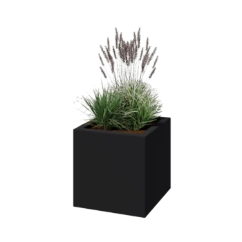 Fioriera in vetroresina - Quadrato - 50 x 50 x 50 cm - RAL7021 opaco (grigio nerastro) - Con fondo
