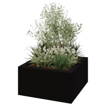 Fioriera in vetroresina - Quadrato - 80 x 80 x 40 cm - RAL9005 opaco (nero) - Con fondo