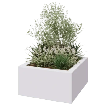 Fioriera in vetroresina - Quadrato - 80 x 80 x 40 cm - RAL9010 opaco (bianco) - Con fondo