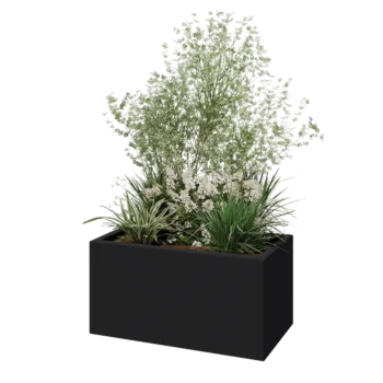 Fioriera in vetroresina - Rettangolo - 80 x 40 x 40 cm - RAL7021 opaco (grigio nerastro) - Con fondo