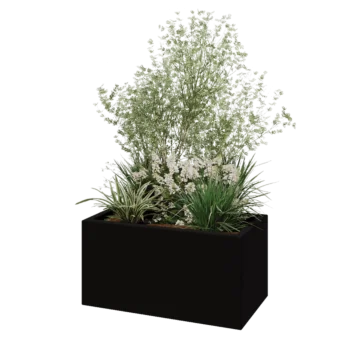 Fioriera in vetroresina - Rettangolo - 80 x 40 x 40 cm - RAL9005 opaco (nero) - Con fondo