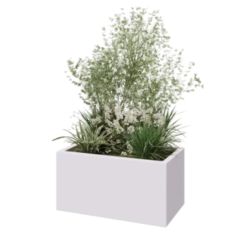 Fioriera in vetroresina - Rettangolo - 80 x 40 x 40 cm - RAL9010 opaco (bianco) - Con fondo