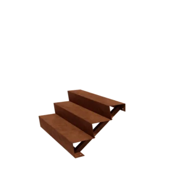 Scala da giardino in acciaio corten - 3-gradinie - 72 x 120 x 51 cm