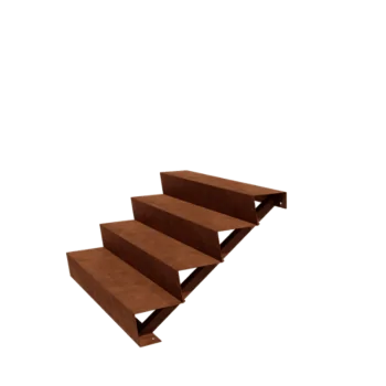 Scala da giardino in acciaio corten - 4-gradinie - 96 x 120 x 68 cm